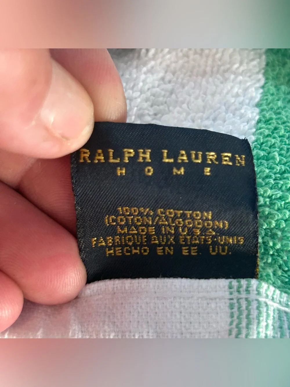 Ralph Lauren Home White Green Stripes Beach Towel